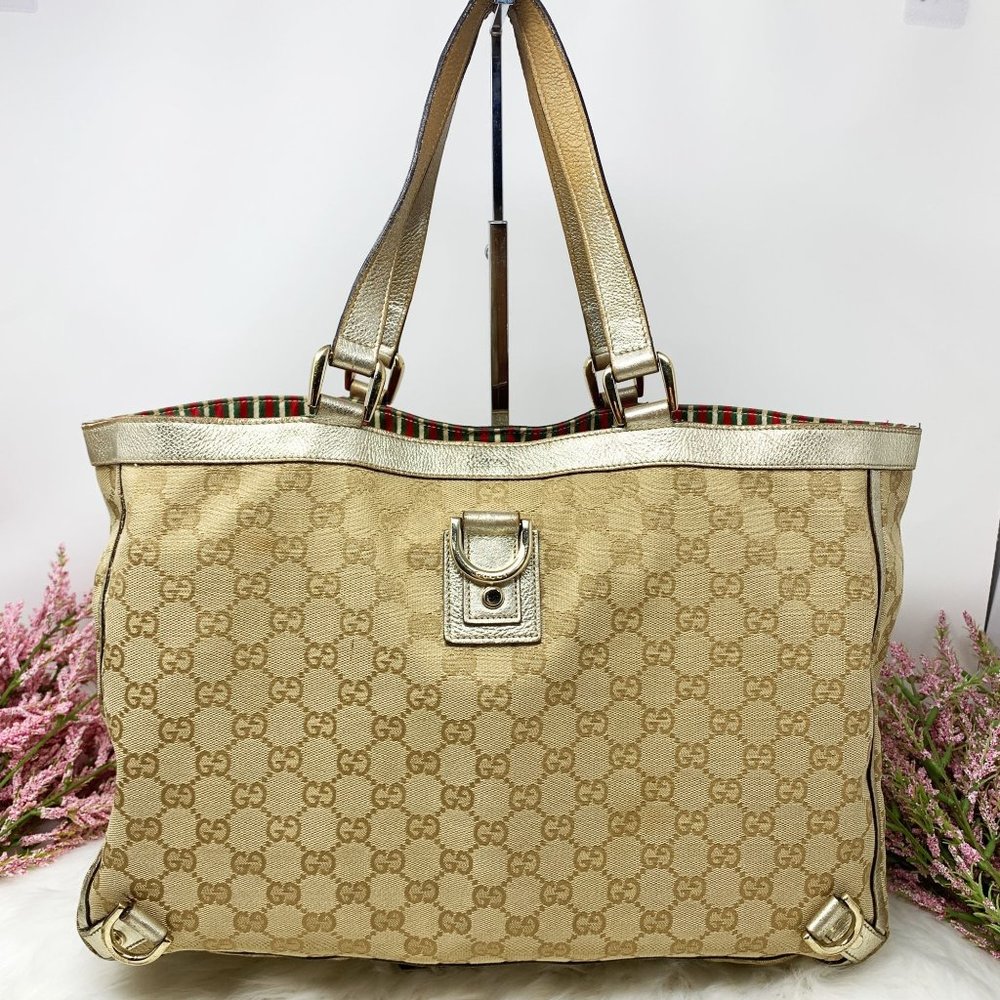 Gucci Beige and Gold Signature Tote